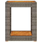 Garten-Beistelltisch mit Holzplatte Grau 60x40x75cm Poly Rattan