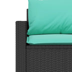 Gartensofa mit Kissen 3-Sitzer Schwarz Poly Rattan