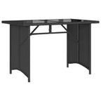 Gartentisch mit Glasplatte Schwarz 110x68x70 cm Poly Rattan