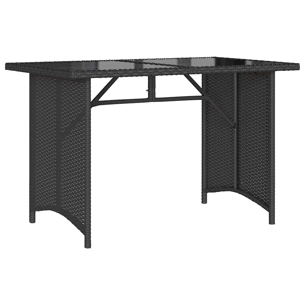 Gartentisch mit Glasplatte Schwarz 110x68x70 cm Poly Rattan