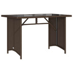 Gartentisch mit Glasplatte Braun 110x68x70 cm Poly Rattan