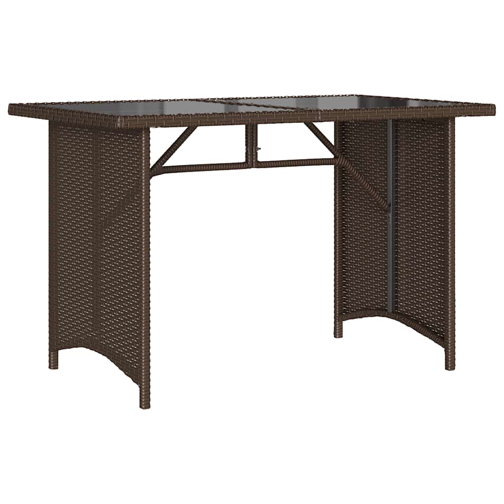 Gartentisch mit Glasplatte Braun 110x68x70 cm Poly Rattan