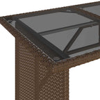 Gartentisch mit Glasplatte Braun 110x68x70 cm Poly Rattan