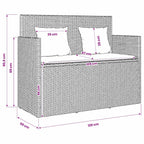 Gartenbank mit Kissen Hellgrau Poly Rattan