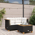 Garten-Ecksofas mit Kissen 2 Stk. Schwarz Poly Rattan