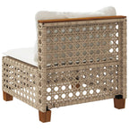 Gartensofa ohne Armlehnen mit Kissen Beige Poly Rattan