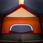 Familienzelt mit LED 6 Personen Hellgrau Orange Quick Release