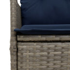 Gartensessel Verstellbar mit Kissen Grau Poly Rattan