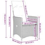 Gartenstühle Verstellbar 2 Stk. mit Kissen Grau Poly Rattan