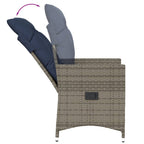 Gartenstühle Verstellbar 2 Stk. mit Kissen Grau Poly Rattan