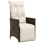 Gartensessel Verstellbar mit Kissen Braun Poly Rattan