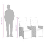 Gartensofa Verstellbar 2-Sitzer mit Tisch Grau Poly Rattan