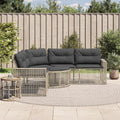 Gartensofa in L-Form mit Kissen und Fußbank Hellgrau Polyrattan