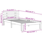 Massivholzbett ohne Matratze Wachsbraun 75x190 cm Kiefernholz