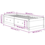 Tagesbett ohne Matratze Wachsbraun 75x190 cm Massivholz Kiefer
