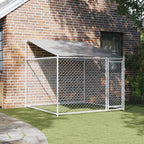 Hundezwinger mit Dach und Tür Grau 2x2x2 m Verzinkter Stahl