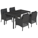 5-tlg. Garten-Essgruppe mit Kissen Schwarz Poly Rattan