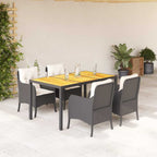 5-tlg. Garten-Essgruppe mit Kissen Schwarz Poly Rattan
