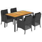 5-tlg. Garten-Essgruppe mit Kissen Schwarz Poly Rattan