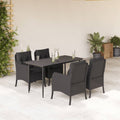 5-tlg. Garten-Essgruppe mit Kissen Schwarz Poly Rattan