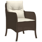 7-tlg. Garten-Essgruppe mit Kissen Braun Poly Rattan