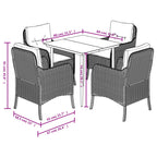 5-tlg. Garten-Essgruppe mit Kissen Beige Poly Rattan