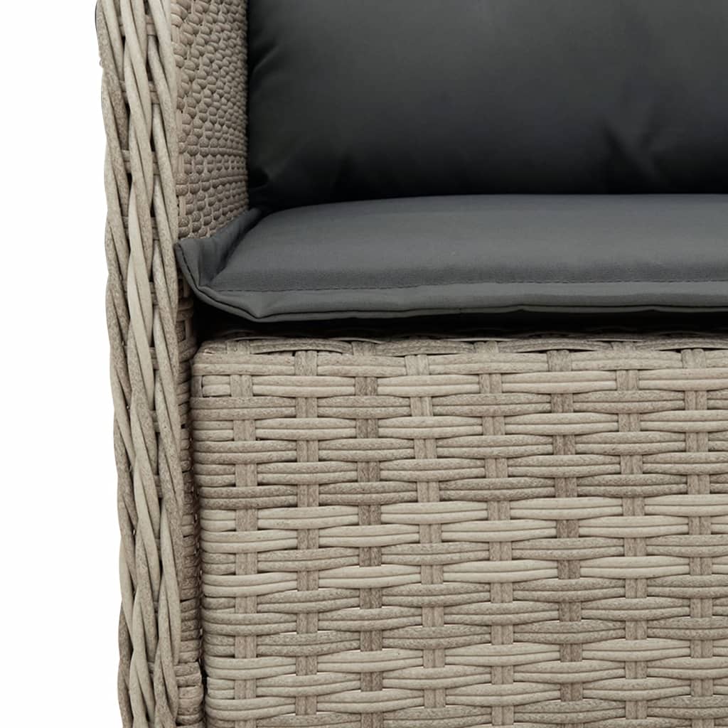 5-tlg. Garten-Essgruppe mit Kissen Hellgrau Poly Rattan
