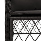 7-tlg. Garten-Essgruppe mit Kissen Schwarz Poly Rattan