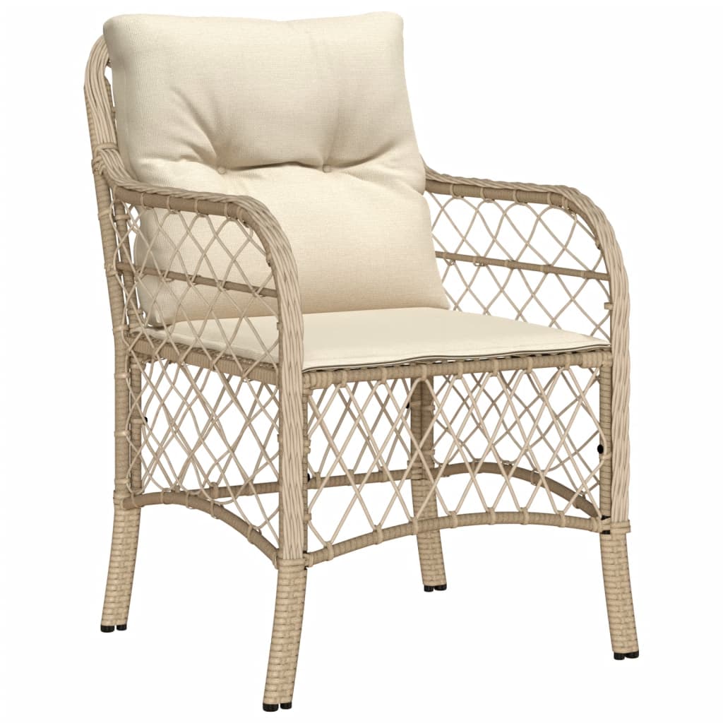 7-tlg. Garten-Essgruppe mit Kissen Beige Poly Rattan