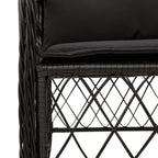5-tlg. Garten-Essgruppe mit Kissen Schwarz Poly Rattan