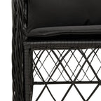 5-tlg. Garten-Essgruppe mit Kissen Schwarz Poly Rattan