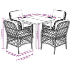 5-tlg. Garten-Essgruppe mit Kissen Braun Poly Rattan