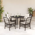 5-tlg. Garten-Essgruppe mit Kissen Braun Poly Rattan