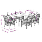7-tlg. Garten-Essgruppe mit Kissen Grau Poly Rattan