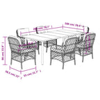 7-tlg. Garten-Essgruppe mit Kissen Grau Poly Rattan