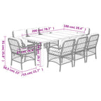 9-tlg. Garten-Essgruppe mit Kissen Grau Poly Rattan