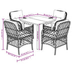 5-tlg. Garten-Essgruppe mit Kissen Beige Poly Rattan