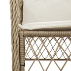 7-tlg. Garten-Essgruppe mit Kissen Beige Poly Rattan