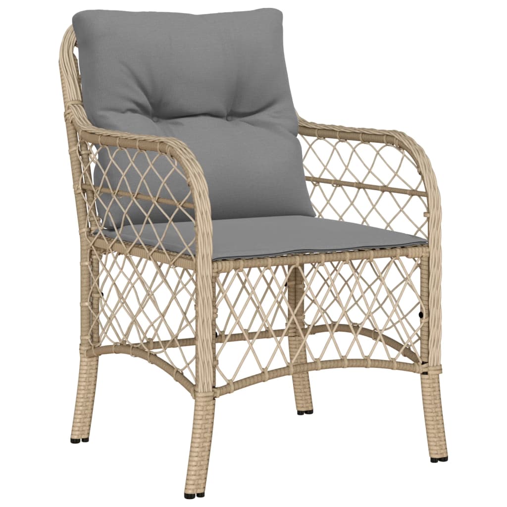 5-tlg. Garten-Essgruppe mit Kissen Beigemischung Poly Rattan