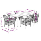 7-tlg. Garten-Essgruppe mit Kissen Beigemischung Poly Rattan