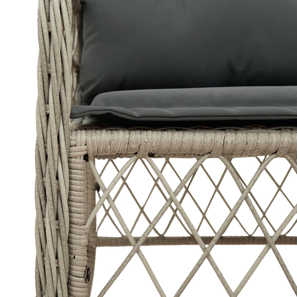 5-tlg. Garten-Essgruppe mit Kissen Hellgrau Poly Rattan