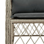 7-tlg. Garten-Essgruppe mit Kissen Hellgrau Poly Rattan