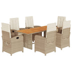 7-tlg. Garten-Essgruppe mit Kissen Beigemischung Poly Rattan