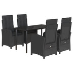 5-tlg. Garten-Essgruppe mit Kissen Schwarz Poly Rattan