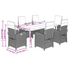 7-tlg. Garten-Essgruppe mit Kissen Braun Poly Rattan