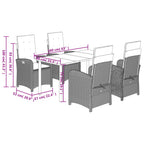 5-tlg. Garten-Essgruppe mit Kissen Beige Poly Rattan