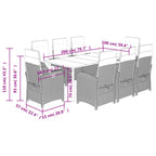 9-tlg. Garten-Essgruppe mit Kissen Beige Poly Rattan