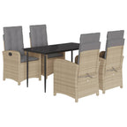 5-tlg. Garten-Essgruppe mit Kissen Beigemischung Poly Rattan