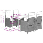 5-tlg. Garten-Essgruppe mit Kissen Beigemischung Poly Rattan