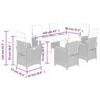 7-tlg. Garten-Essgruppe mit Kissen Schwarz Poly Rattan